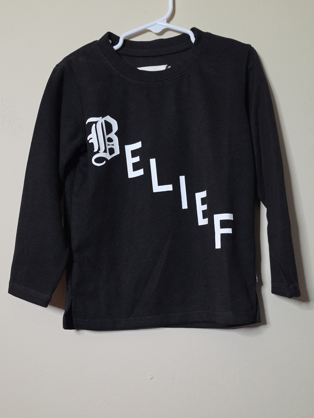 Honor The Gift Kids Black "BELIEF" Long-Sleeve Graphic Tee